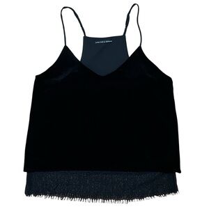 Harlowe & Graham Black Velour And Lace Adjustable Tank Top Size Medium